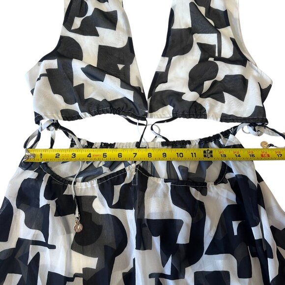 Milly Cabana Mila Modern Geometric Cutout Maxi Dress Black White Size S NWT - Picture 13 of 13